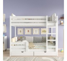 Двухъярусная кровать "Высокий борт" спальные места 190/80, с ящиками для хранения, цвет белый