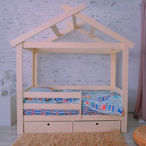 Кровать детская теремок “Умка”  с ящиками из массива березы